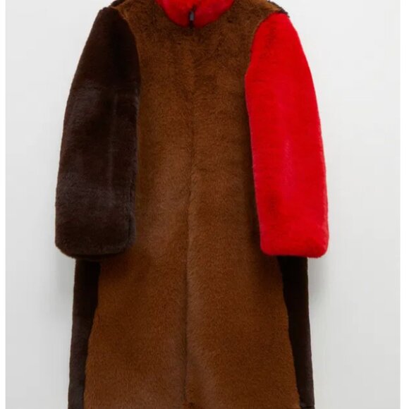 FRENCH CONNECTION -Claudie Faux Fur Oversized Colour Block Coat size M/L - Picture 6 of 6